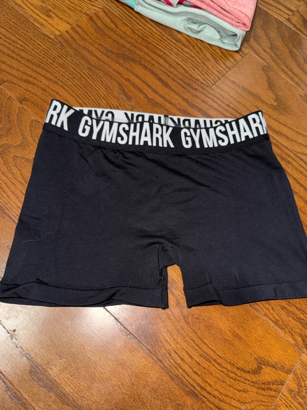 Gymshark Black Performance Shorts with White Logo Waistband